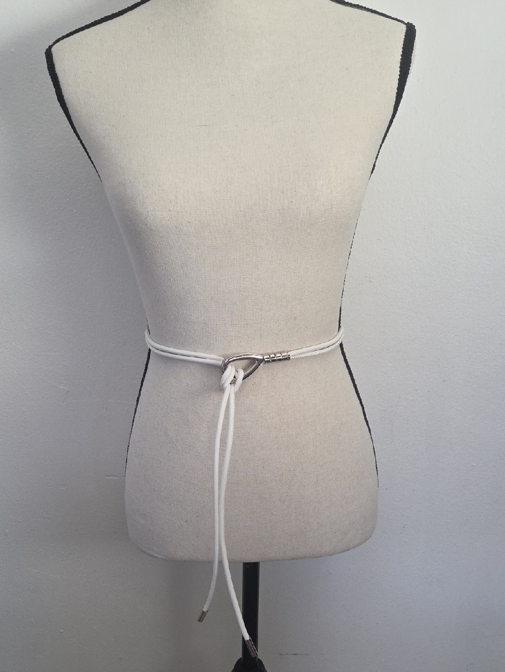 White Rope Belt with Silver Hardware